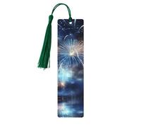 5 Pcs Wooden Bookmark for Men Women Wood Bookmarks with Holes and Tassels Vintage Bookmark New Year Pyrotechnics Wood Hanging Tags Ornaments Handmade Craft Book Marks for Gifts