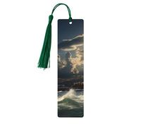 5 Pcs Wooden Bookmark for Men Women Wood Bookmarks with Holes and Tassels Vintage Bookmark Old Lighthouse by The Sea Wood Hanging Tags Ornaments Handmade Craft Book Marks for Gifts