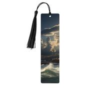 5 Pcs Wooden Bookmark for Men Women Wood Bookmarks with Holes and Tassels Vintage Bookmark Old Lighthouse by The Sea Wood Hanging Tags Ornaments Handmade Craft Book Marks for Gifts