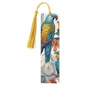 5 Pcs Wooden Bookmark for Men Women Wood Bookmarks with Holes and Tassels Vintage Bookmark Parrots on Branches Wood Hanging Tags Ornaments Handmade Craft Book Marks for Gifts