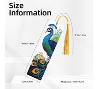 5 Pcs Wooden Bookmark for Men Women Wood Bookmarks with Holes and Tassels Vintage Bookmark Peacock Pattern Wood Hanging Tags Ornaments Handmade Craft Book Marks for Gifts