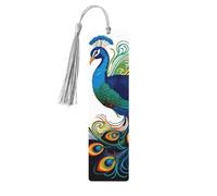 5 Pcs Wooden Bookmark for Men Women Wood Bookmarks with Holes and Tassels Vintage Bookmark Peacock Pattern Wood Hanging Tags Ornaments Handmade Craft Book Marks for Gifts