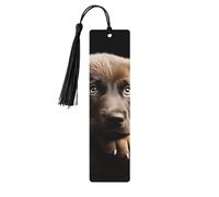 5 Pcs Wooden Bookmark for Men Women Wood Bookmarks with Holes and Tassels Vintage Bookmark Puppies Dog Wood Hanging Tags Ornaments Handmade Craft Book Marks for Gifts