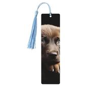 5 Pcs Wooden Bookmark for Men Women Wood Bookmarks with Holes and Tassels Vintage Bookmark Puppies Dog Wood Hanging Tags Ornaments Handmade Craft Book Marks for Gifts