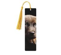5 Pcs Wooden Bookmark for Men Women Wood Bookmarks with Holes and Tassels Vintage Bookmark Puppies Dog Wood Hanging Tags Ornaments Handmade Craft Book Marks for Gifts