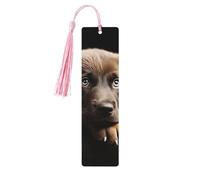 5 Pcs Wooden Bookmark for Men Women Wood Bookmarks with Holes and Tassels Vintage Bookmark Puppies Dog Wood Hanging Tags Ornaments Handmade Craft Book Marks for Gifts