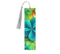 5 Pcs Wooden Bookmark for Men Women Wood Bookmarks with Holes and Tassels Vintage Bookmark Rainbow Circle Shamrock Wood Hanging Tags Ornaments Handmade Craft Book Marks for Gifts
