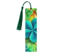 5 Pcs Wooden Bookmark for Men Women Wood Bookmarks with Holes and Tassels Vintage Bookmark Rainbow Circle Shamrock Wood Hanging Tags Ornaments Handmade Craft Book Marks for Gifts