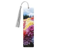 5 Pcs Wooden Bookmark for Men Women Wood Bookmarks with Holes and Tassels Vintage Bookmark Rainbow Flower Sea Wood Hanging Tags Ornaments Handmade Craft Book Marks for Gifts
