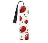 5 Pcs Wooden Bookmark for Men Women Wood Bookmarks with Holes and Tassels Vintage Bookmark Red Ladybug Wood Hanging Tags Ornaments Handmade Craft Book Marks for Gifts