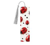 5 Pcs Wooden Bookmark for Men Women Wood Bookmarks with Holes and Tassels Vintage Bookmark Red Ladybug Wood Hanging Tags Ornaments Handmade Craft Book Marks for Gifts