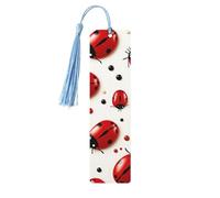 5 Pcs Wooden Bookmark for Men Women Wood Bookmarks with Holes and Tassels Vintage Bookmark Red Ladybug Wood Hanging Tags Ornaments Handmade Craft Book Marks for Gifts