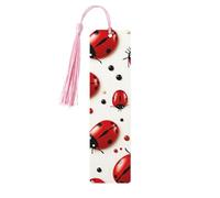 5 Pcs Wooden Bookmark for Men Women Wood Bookmarks with Holes and Tassels Vintage Bookmark Red Ladybug Wood Hanging Tags Ornaments Handmade Craft Book Marks for Gifts