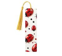 5 Pcs Wooden Bookmark for Men Women Wood Bookmarks with Holes and Tassels Vintage Bookmark Red Ladybug Wood Hanging Tags Ornaments Handmade Craft Book Marks for Gifts