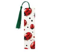 5 Pcs Wooden Bookmark for Men Women Wood Bookmarks with Holes and Tassels Vintage Bookmark Red Ladybug Wood Hanging Tags Ornaments Handmade Craft Book Marks for Gifts