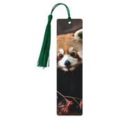 5 Pcs Wooden Bookmark for Men Women Wood Bookmarks with Holes and Tassels Vintage Bookmark Red Pandas Wood Hanging Tags Ornaments Handmade Craft Book Marks for Gifts