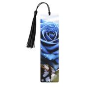 5 Pcs Wooden Bookmark for Men Women Wood Bookmarks with Holes and Tassels Vintage Bookmark Romantic Blue Rose Wood Hanging Tags Ornaments Handmade Craft Book Marks for Gifts