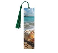 5 Pcs Wooden Bookmark for Men Women Wood Bookmarks with Holes and Tassels Vintage Bookmark Seashells Starfish on Beach Wood Hanging Tags Ornaments Handmade Craft Book Marks for Gifts