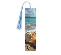 5 Pcs Wooden Bookmark for Men Women Wood Bookmarks with Holes and Tassels Vintage Bookmark Seashells Starfish on Beach Wood Hanging Tags Ornaments Handmade Craft Book Marks for Gifts