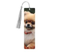 5 Pcs Wooden Bookmark for Men Women Wood Bookmarks with Holes and Tassels Vintage Bookmark Short-Haired Pomeranian Dog Wood Hanging Tags Ornaments Handmade Craft Book Marks for Gifts