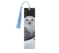 5 Pcs Wooden Bookmark for Men Women Wood Bookmarks with Holes and Tassels Vintage Bookmark Snow Owl Wood Hanging Tags Ornaments Handmade Craft Book Marks for Gifts