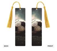 5 Pcs Wooden Bookmark for Men Women Wood Bookmarks with Holes and Tassels Vintage Bookmark Sport Soccer Wood Hanging Tags Ornaments Handmade Craft Book Marks for Gifts