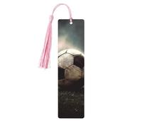 5 Pcs Wooden Bookmark for Men Women Wood Bookmarks with Holes and Tassels Vintage Bookmark Sport Soccer Wood Hanging Tags Ornaments Handmade Craft Book Marks for Gifts