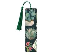 5 Pcs Wooden Bookmark for Men Women Wood Bookmarks with Holes and Tassels Vintage Bookmark Succulent Plants and Cactus Wood Hanging Tags Ornaments Handmade Craft Book Marks for Gifts