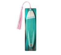 5 Pcs Wooden Bookmark for Men Women Wood Bookmarks with Holes and Tassels Vintage Bookmark Surfboard in Vintage Style Wood Hanging Tags Ornaments Handmade Craft Book Marks for Gifts