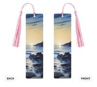 5 Pcs Wooden Bookmark for Men Women Wood Bookmarks with Holes and Tassels Vintage Bookmark The Seaside Lighthouse Wood Hanging Tags Ornaments Handmade Craft Book Marks for Gifts