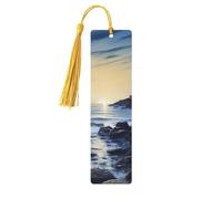 5 Pcs Wooden Bookmark for Men Women Wood Bookmarks with Holes and Tassels Vintage Bookmark The Seaside Lighthouse Wood Hanging Tags Ornaments Handmade Craft Book Marks for Gifts