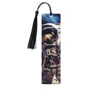 5 Pcs Wooden Bookmark for Men Women Wood Bookmarks with Holes and Tassels Vintage Bookmark US Astronaut Travel Moon Wood Hanging Tags Ornaments Handmade Craft Book Marks for Gifts