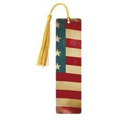 5 Pcs Wooden Bookmark for Men Women Wood Bookmarks with Holes and Tassels Vintage Bookmark Vintage American Flag 4Th of July USA Wood Hanging Tags Ornaments Handmade Craft Book Marks for Gifts