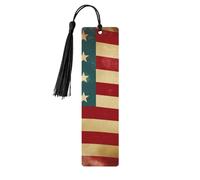 5 Pcs Wooden Bookmark for Men Women Wood Bookmarks with Holes and Tassels Vintage Bookmark Vintage American Flag 4Th of July USA Wood Hanging Tags Ornaments Handmade Craft Book Marks for Gifts