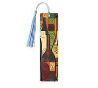 5 Pcs Wooden Bookmark for Men Women Wood Bookmarks with Holes and Tassels Vintage Bookmark Wine Bottle Art Wood Hanging Tags Ornaments Handmade Craft Book Marks for Gifts