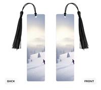 5 Pcs Wooden Bookmark for Men Women Wood Bookmarks with Holes and Tassels Vintage Bookmark Winter Skiing Wood Hanging Tags Ornaments Handmade Craft Book Marks for Gifts
