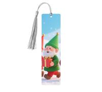 5 Pcs Wooden Bookmarks for Book Lovers with Colorful Tassels, Handmade DIY Book Mark Christmas Gnomes Page Markers Double-Sided Artistic Book Accessories Gift for Women Men