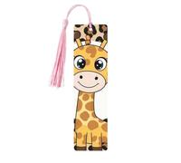 5 Pcs Wooden Bookmarks for Book Lovers with Colorful Tassels, Handmade DIY Book Mark Cute Giraffe Page Markers Double-Sided Artistic Book Accessories Gift for Women Men