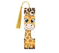 5 Pcs Wooden Bookmarks for Book Lovers with Colorful Tassels, Handmade DIY Book Mark Cute Giraffe Page Markers Double-Sided Artistic Book Accessories Gift for Women Men