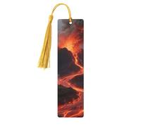 5 Pcs Wooden Bookmarks for Book Lovers with Colorful Tassels, Handmade DIY Book Mark Volcano Page Markers Double-Sided Artistic Book Accessories Gift for Women Men