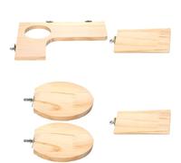5 Pcs Wooden Hamster Platform, L-Shaped Rat Cage Platforms with 3.1 in / 7.9 cm Hole, Small Animal Climbing Steps for Chinchilla, Gerbil and Bird, Easy to Install Natural Wood Habitat Accessories