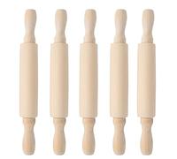 5 PCS Wooden Rolling Pin, 20cm Small Non-Stick Rolling Pins with Handle for Kitchen Baking, Pastry, Dumpling, Dough, Children's Baking