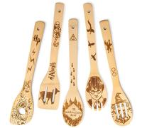 5 PCS Wooden Spoons Cooking Utensils,Harry Potter Baking Decoration,HP Bamboo Spatula for Farmhouse Kitchen Accessories,Gifts for Housewarming Wedding Valentine's Day