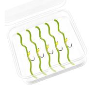 5 Pcs Worm Fly Lures Combo Squirmy Wormy Fly Fishing Bionic Worm Lure for Freshwater Saltwater Fly Fishing Flies(Green)