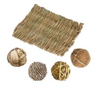 5 Pcs Woven Bed Mat for Rabbit, Rabbit Toys Boredom Breaker and Chew Toys