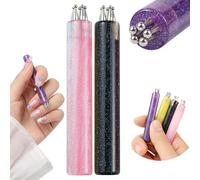 5 Petal Flower Nail Dotting Pen, Nail Art Dotting Pen Tool for flower nail designs, 1.8mm Fine Tip One-Press Floral Stamp, Easy DIY Manicure Accessories for Beginners & Salon (Black*Pink)