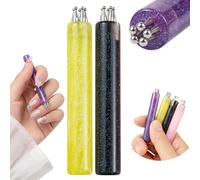 5 Petal Flower Nail Dotting Pen, Nail Art Dotting Pen Tool for flower nail designs, 1.8mm Fine Tip One-Press Floral Stamp, Easy DIY Manicure Accessories for Beginners & Salon (Black*Yellow)