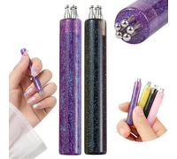5 Petal Flower Nail Dotting Pen, Nail Art Dotting Pen Tool for flower nail designs, 1.8mm Fine Tip One-Press Floral Stamp, Easy DIY Manicure Accessories for Beginners & Salon (Black*Purple)