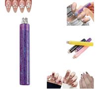 5 Petal Flower Nail Dotting Pen,One Stroke Flower Design Tool,1.8mm Fine Tip Rhinestone Pickers,Handle Dotting Tool for DIY Nail Art (Purple)