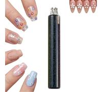 5 Petal Flower Nail Dotting Pen, Stroke Flower Design Tool, Quick Floral Pattern Stamp Pen, Handle Dotting Tool for DIY Nail Art for Beginner Enthusiast Girls Women (Black)